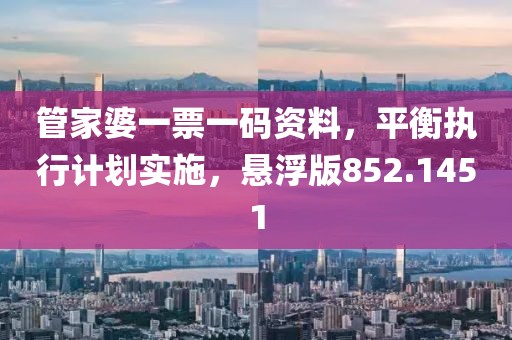 管家婆一票一码资料，平衡执行计划实施，悬浮版852.1451