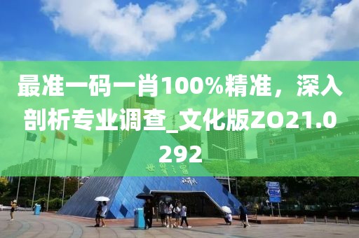 最准一码一肖100%精准，深入剖析专业调查_文化版ZO21.0292