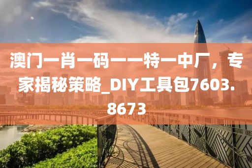 澳门一肖一码一一特一中厂，专家揭秘策略_DIY工具包7603.8673