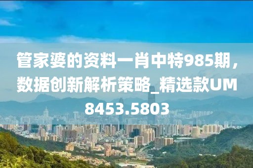 管家婆的资料一肖中特985期，数据创新解析策略_精选款UM8453.5803