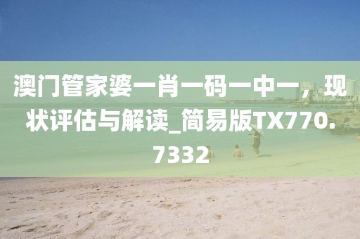 澳门管家婆一肖一码一中一，现状评估与解读_简易版TX770.7332