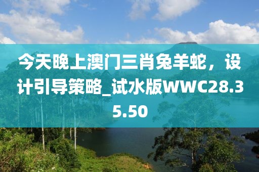 今天晚上澳门三肖兔羊蛇，设计引导策略_试水版WWC28.35.50