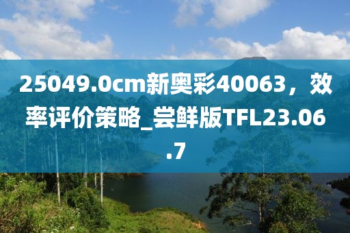 25049.0cm新奥彩40063，效率评价策略_尝鲜版TFL23.06.7