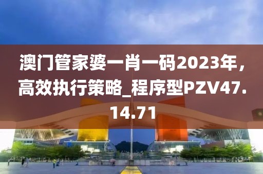 澳门管家婆一肖一码2023年，高效执行策略_程序型PZV47.14.71