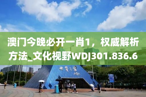 澳门今晚必开一肖1，权威解析方法_文化视野WDJ301.836.6