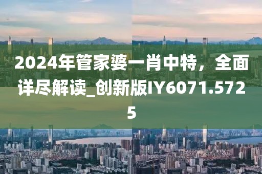 2024年管家婆一肖中特，全面详尽解读_创新版IY6071.5725