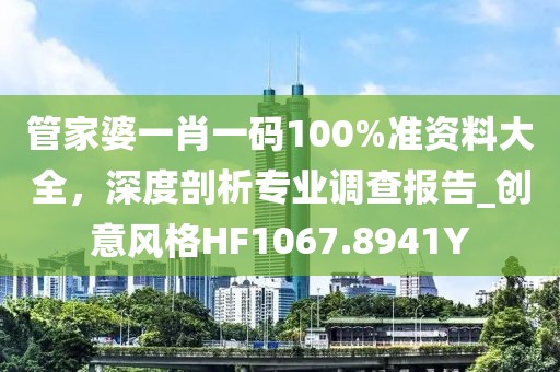 管家婆一肖一码100%准资料大全，深度剖析专业调查报告_创意风格HF1067.8941Y