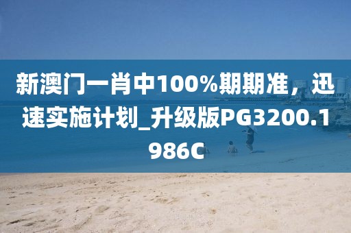 新澳门一肖中100%期期准，迅速实施计划_升级版PG3200.1986C