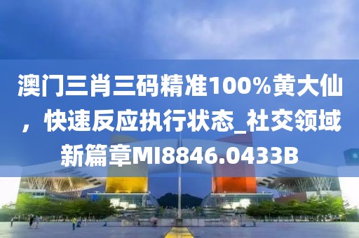 澳门三肖三码精准100%黄大仙，快速反应执行状态_社交领域新篇章MI8846.0433B