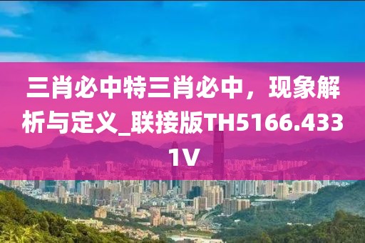 三肖必中特三肖必中，现象解析与定义_联接版TH5166.4331V