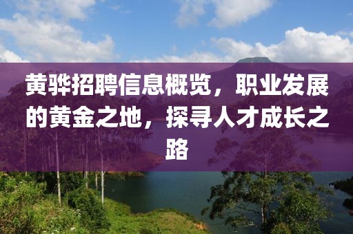 黄骅招聘信息概览，职业发展的黄金之地，探寻人才成长之路