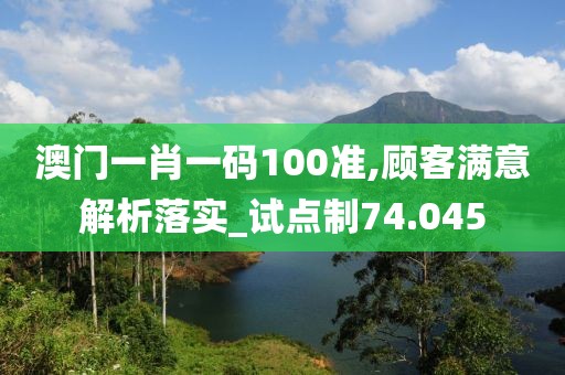 澳门一肖一码100准,顾客满意解析落实_试点制74.045