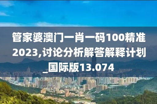 管家婆澳门一肖一码100精准2023,讨论分析解答解释计划_国际版13.074