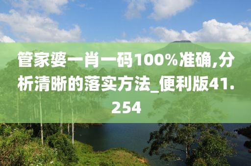 管家婆一肖一码100%准确,分析清晰的落实方法_便利版41.254