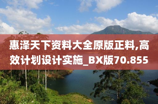 惠泽天下资料大全原版正料,高效计划设计实施_BX版70.855