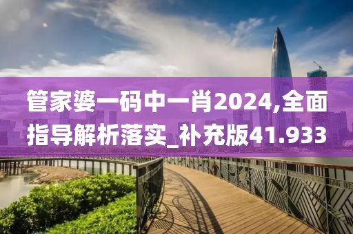 管家婆一码中一肖2024,全面指导解析落实_补充版41.933