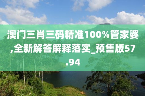 澳门三肖三码精准100%管家婆,全新解答解释落实_预售版57.94