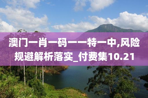 澳门一肖一码一一特一中,风险规避解析落实_付费集10.21