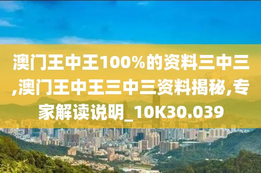 澳门王中王100%的资料三中三,澳门王中王三中三资料揭秘,专家解读说明_10K30.039