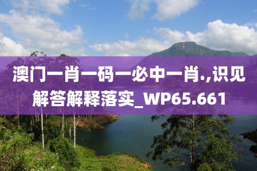 澳门一肖一码一必中一肖.,识见解答解释落实_WP65.661