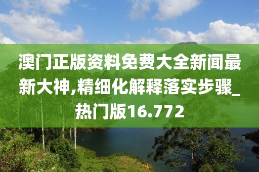 澳门正版资料免费大全新闻最新大神,精细化解释落实步骤_热门版16.772