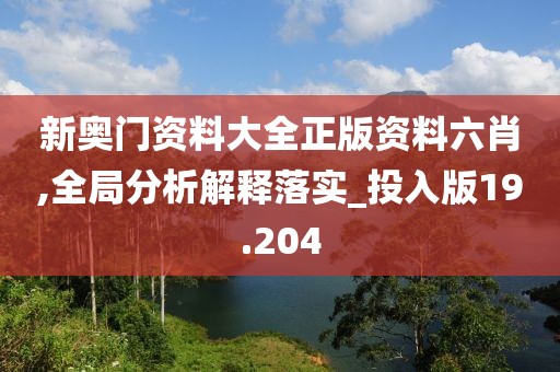 新奥门资料大全正版资料六肖,全局分析解释落实_投入版19.204