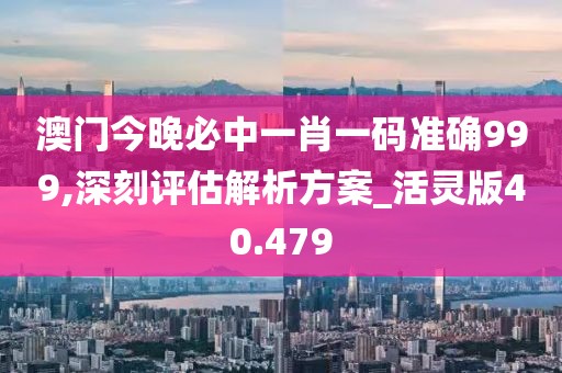 澳门今晚必中一肖一码准确999,深刻评估解析方案_活灵版40.479