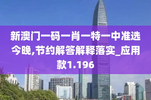 新澳门一码一肖一特一中准选今晚,节约解答解释落实_应用款1.196