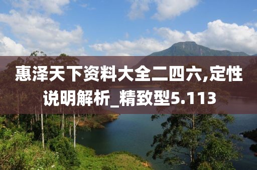 惠泽天下资料大全二四六,定性说明解析_精致型5.113