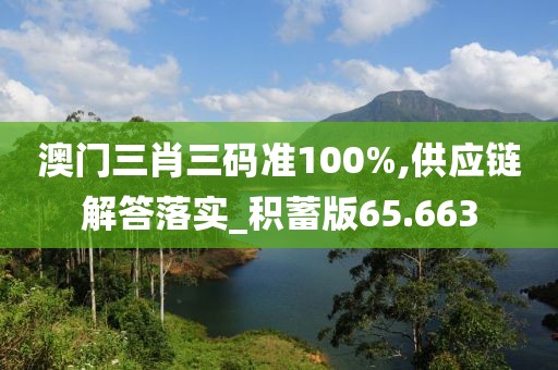 澳门三肖三码准100%,供应链解答落实_积蓄版65.663