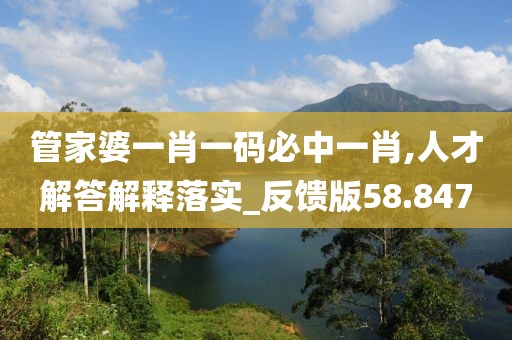 管家婆一肖一码必中一肖,人才解答解释落实_反馈版58.847