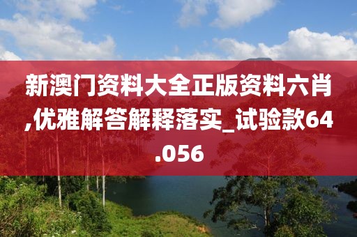 新澳门资料大全正版资料六肖,优雅解答解释落实_试验款64.056