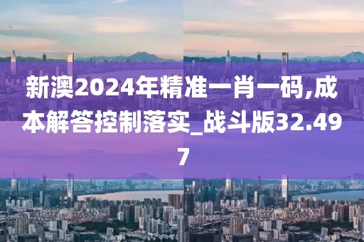 新澳2024年精准一肖一码,成本解答控制落实_战斗版32.497